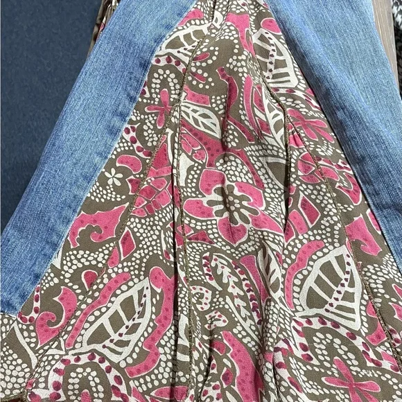 #0124 Aeropostale Long Bayla Skinny Floral Inset Flare Bellbottom Jeans -1/2 - Picture 11 of 15
